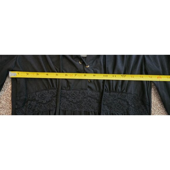 Black Long-Sleeve Lace-Up Blouse With Lace Detail By Fisoul Medium - Picture 5 of 5